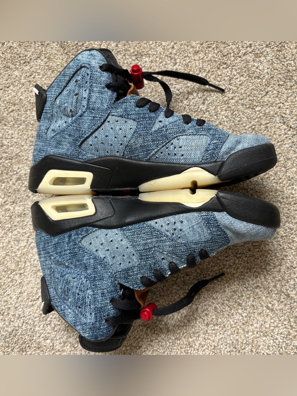 Jordan - Retro Air Jordan 6 "Washed Denim" Acid Wash Sneakers - Sz 4.5 Y / 6.5 W - Picture 6 of 9